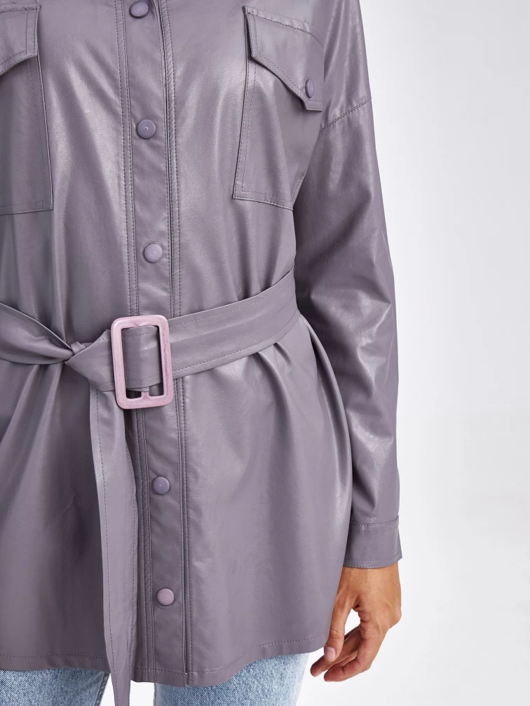 Кожаная рубашка женская из экокожи 4820795, серая, размер 44, артикул 85741-4