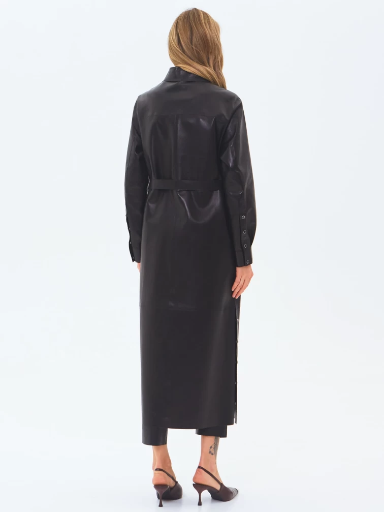 Плащ женский кожаный премиум класса 3091, черный, размер 50, артикул 24390-5