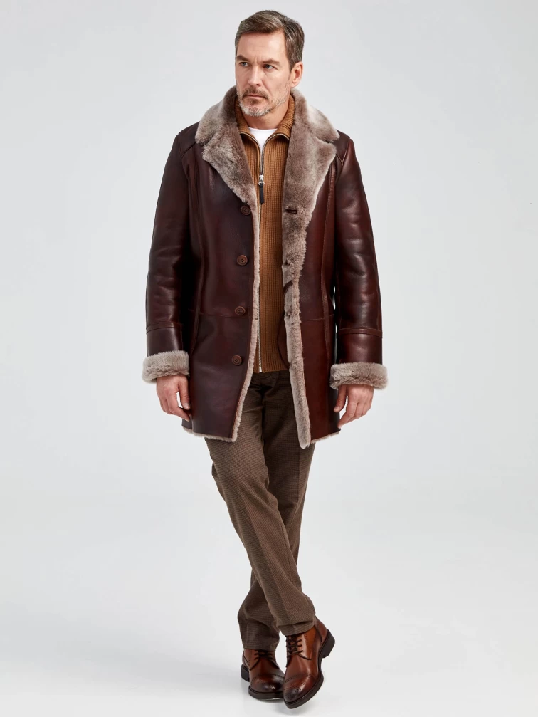 Дубленка классическая мужская Леон, виски, размер 48, артикул 70821-6