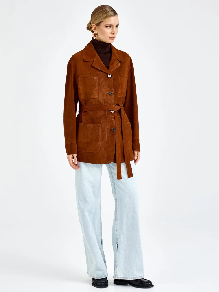 Женская замшевая куртка 3092з, виски, размер 46, артикул 92330-6