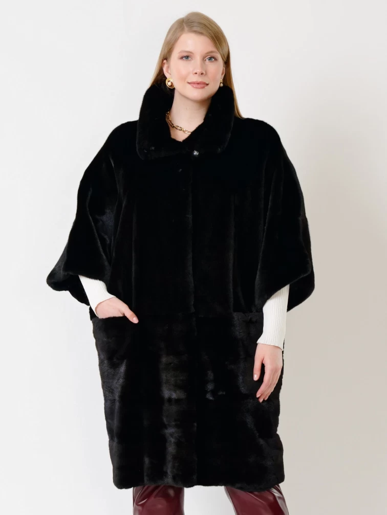 Зимний комплект женский: Пальто из меха норки 402 + Брюки 02, черный/бордовый, р. 48, арт. 111268-5