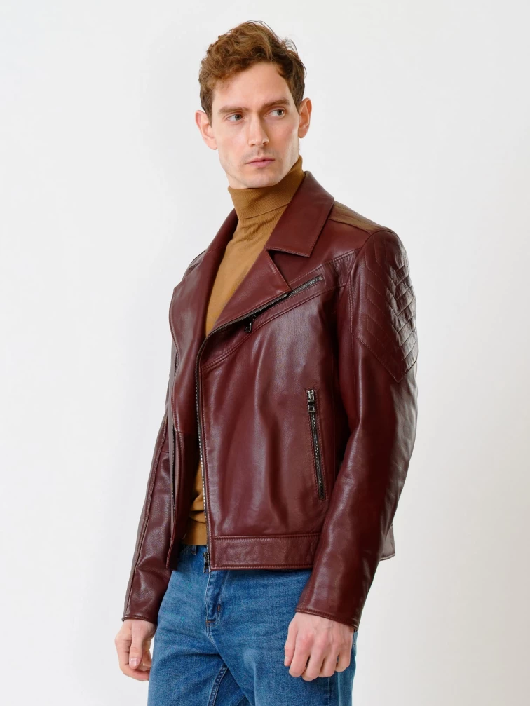 Кожаная косуха мужская 547, коньячная, размер 48, артикул 28470-5