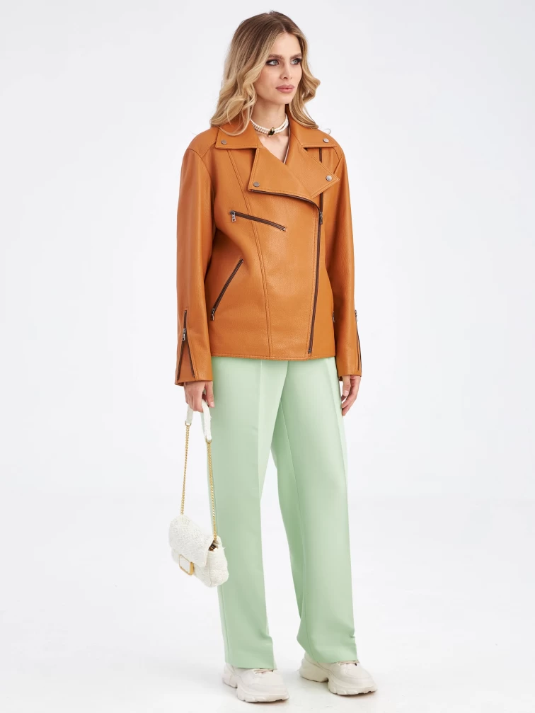 Женская кожаная куртка косуха премиум класса 3047, табачная, размер 48, артикул 23310-4