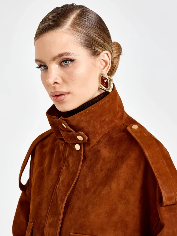 Замшевая женская куртка премиум класса 3101з, виски, размер 48, артикул 92420-6