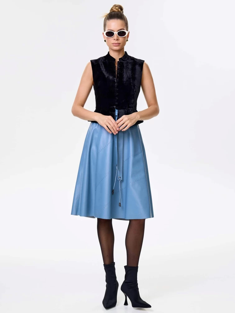 Голубая кожаная юбка 01рс, размер 48, артикул 85452-0
