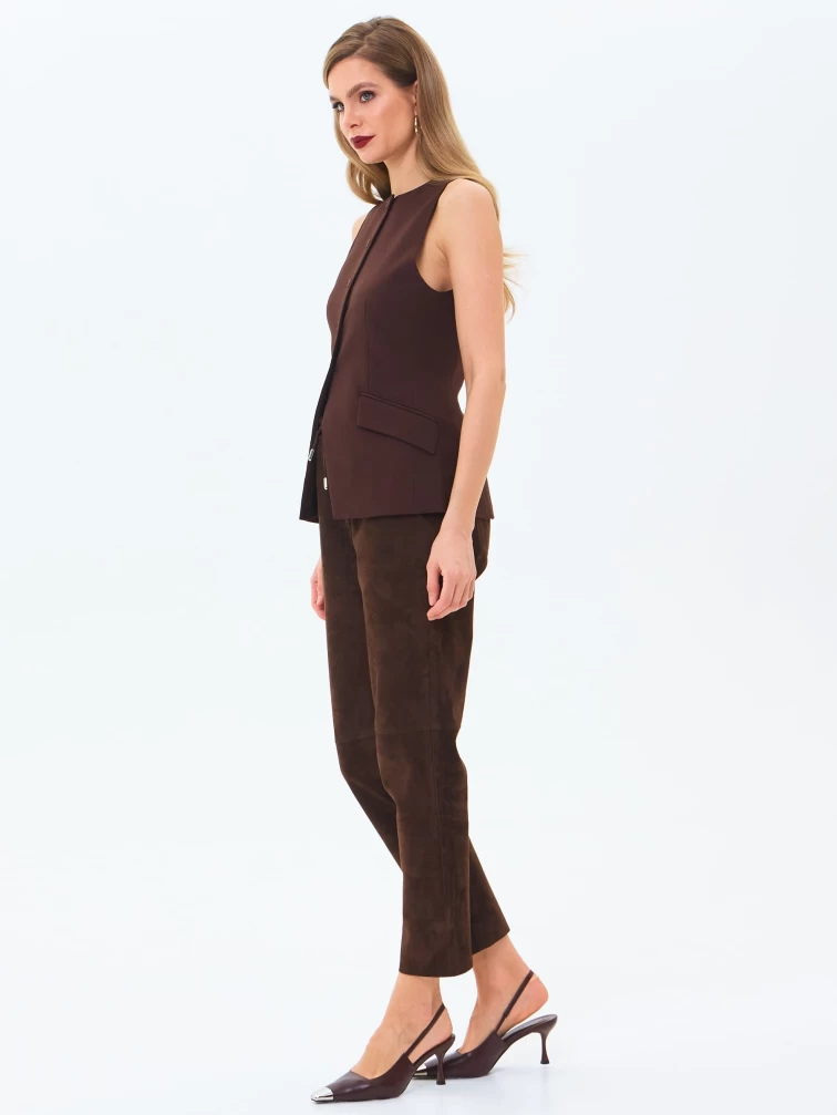 Замшевые женские брюки 09з, коричневые, размер 44, артикул 86030-3