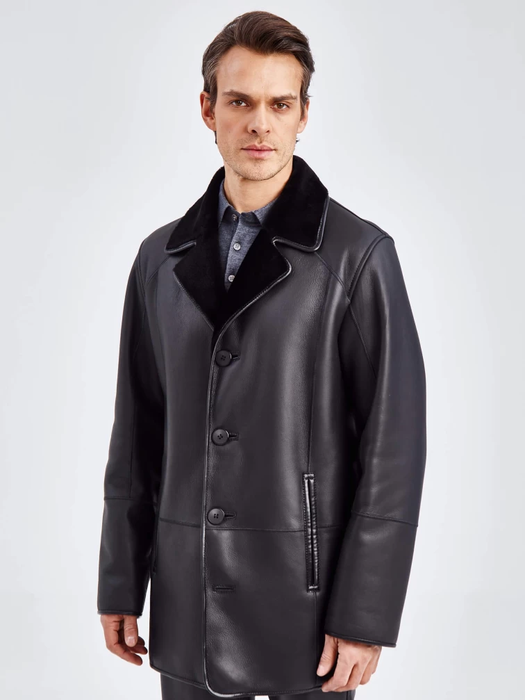 Классическая мужская дубленка премиум класса 135(пр), черная, размер 56, артикул 71400-3