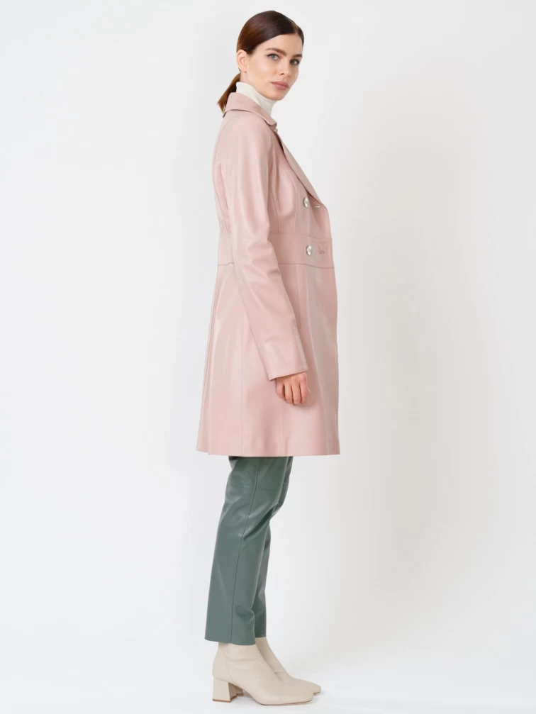 Кожаный комплект женский: Плащ 338 + Брюки 03, пудровый/оливковый, р. 42, арт. 111162-1