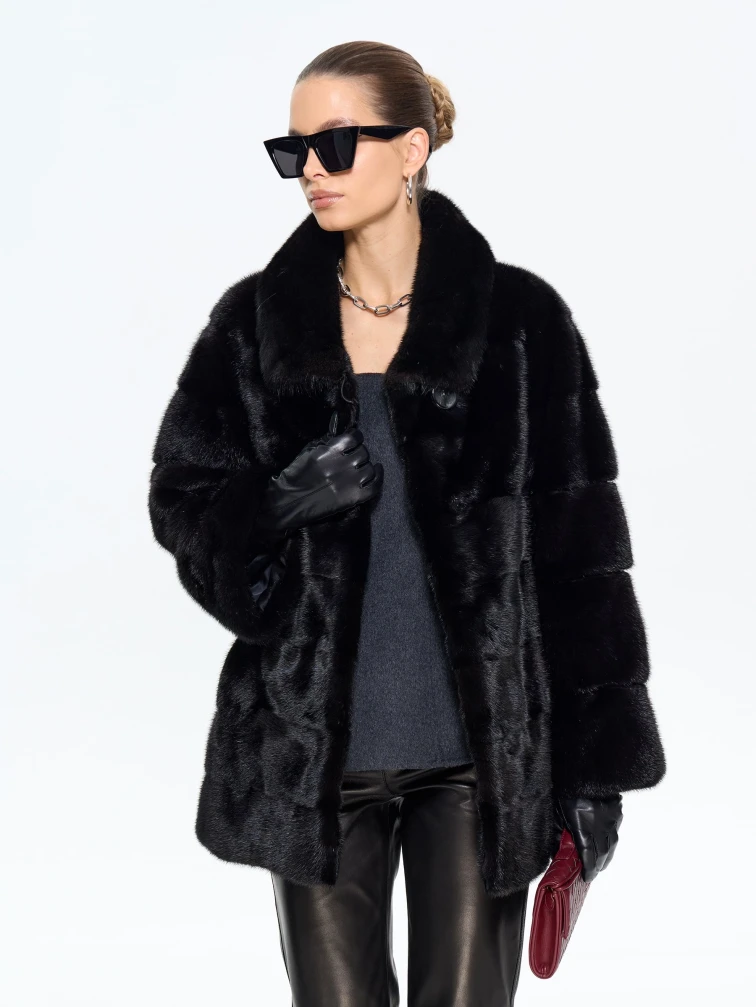 Черная женская норковая шуба MANAKAS 2478, размер 38, артикул 34260-5
