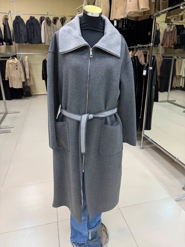 Пальто кашемировое женское темно-серое 1058-120, размер 46, артикул 92500-0