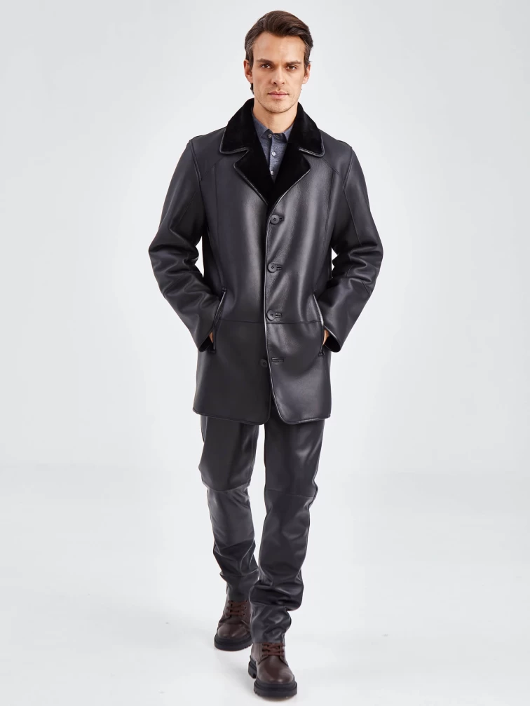 Классическая мужская дубленка премиум класса 135(пр), черная, размер 56, артикул 71400-5