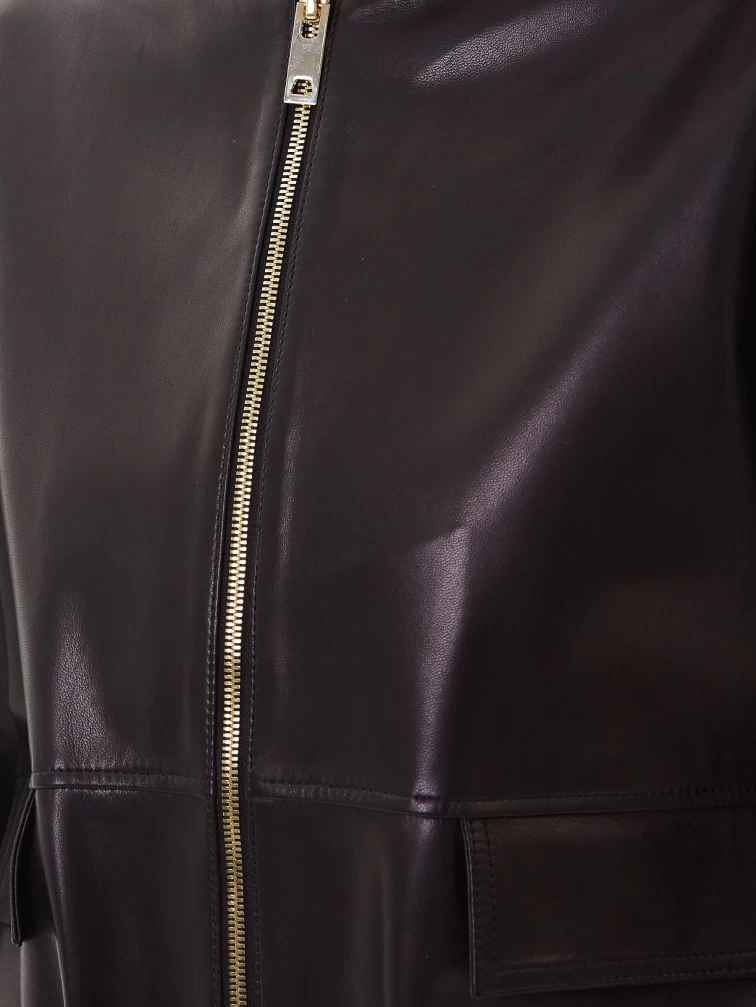 Кожаная куртка бомбер премиум класса для женщин 3094, черная, размер 46, артикул 24350-2