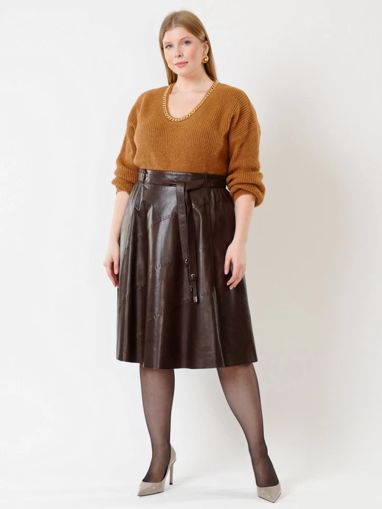 Коричневая кожаная юбка 01рс, размер 40, артикул 85132-4