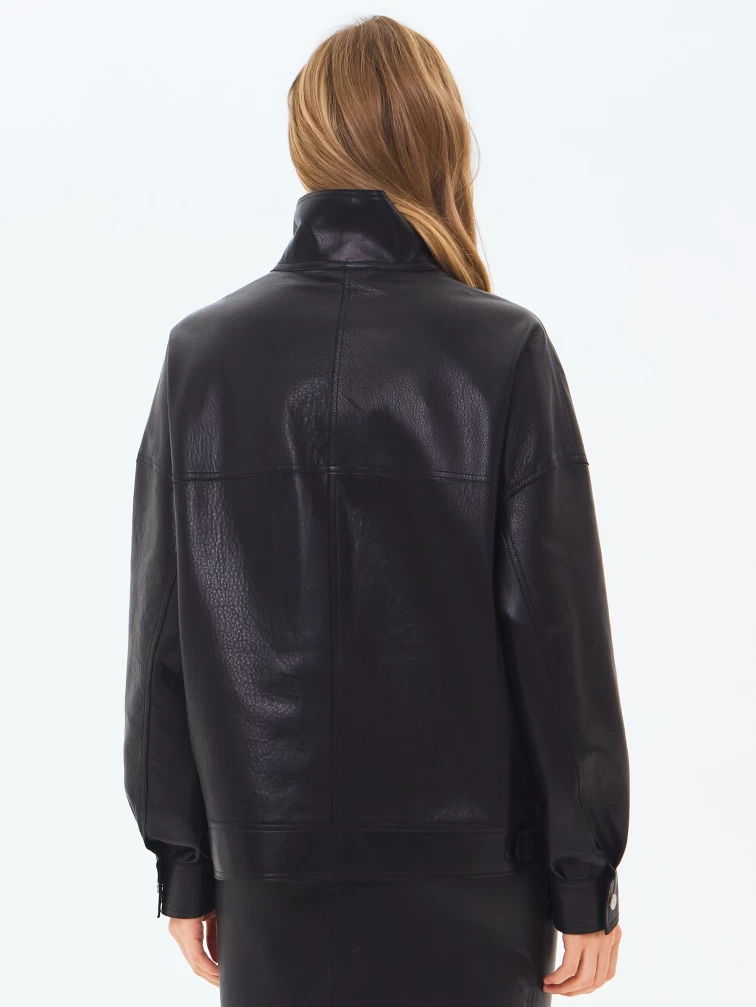 Женская кожаная куртка премиум класса 3087, черная, размер 46, артикул 24460-5