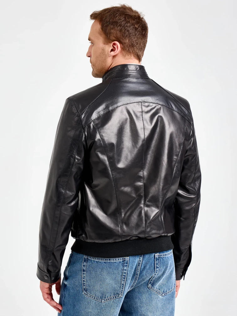 Короткая мужская кожаная куртка премиум класса 531, черная, размер 48, артикул 29790-5