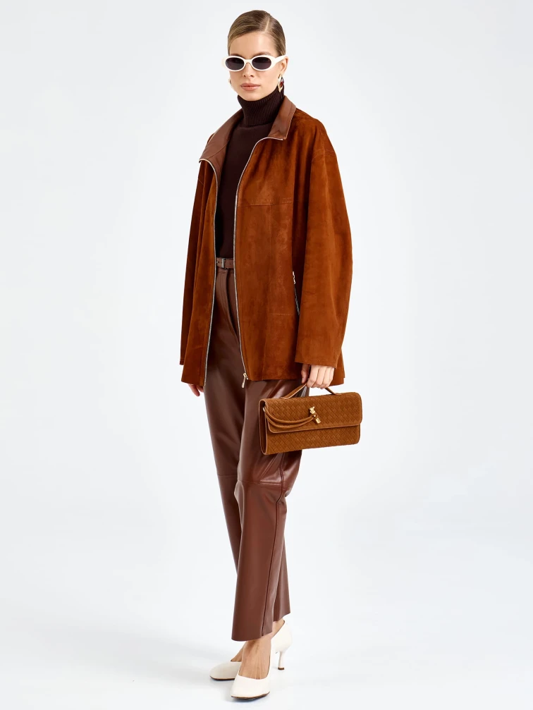 Женская замшевая куртка премиум класса 3090з, виски, размер 48, артикул 92410-1