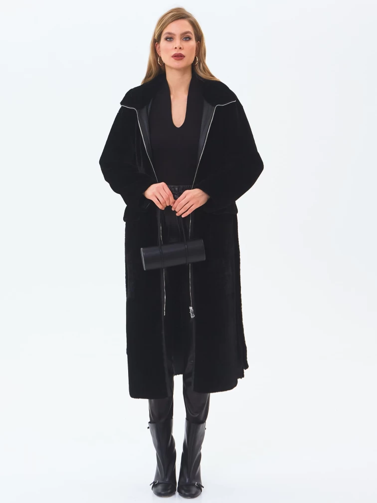 Длинная женская шуба из астрагана 2062, черная, размер 46, артикул 64690-0