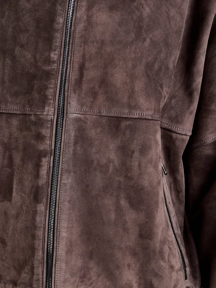 Женская замшевая куртка бомбер премиум класса 3106з, серая, размер 46, артикул 92430-3