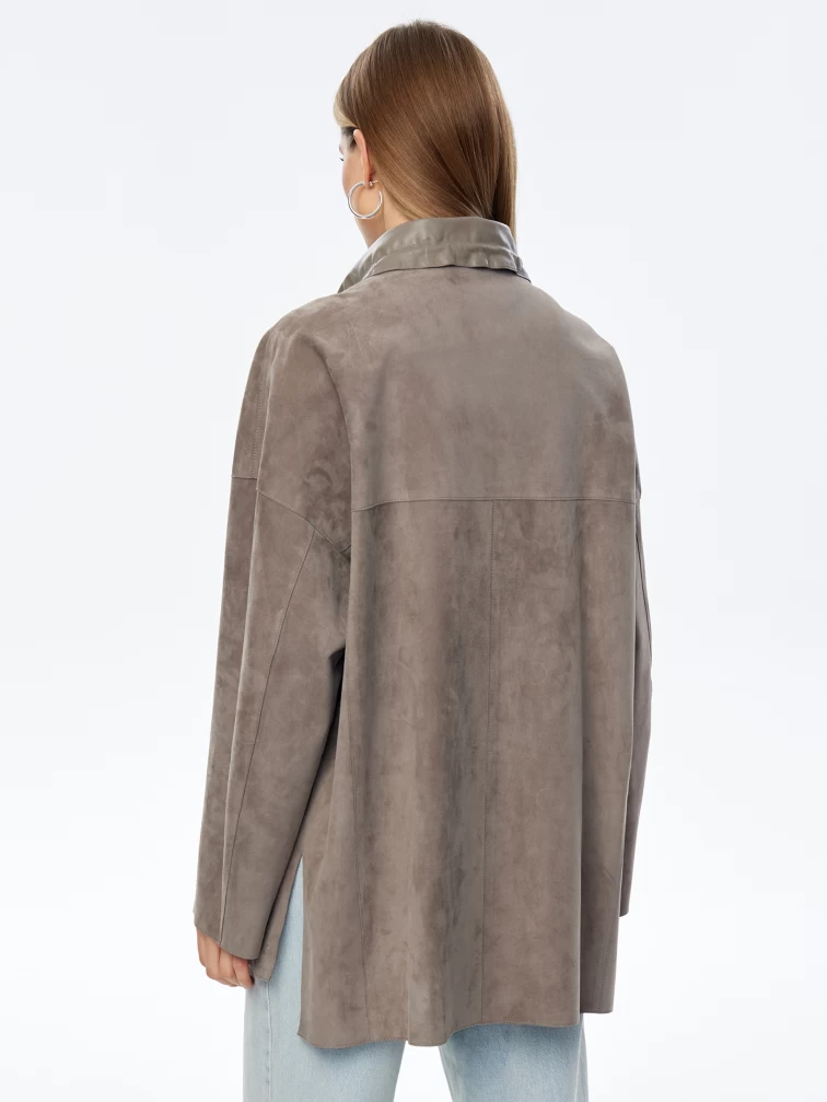 Замшевая куртка оверсайз для женщин премиум класса 3055з, серая, размер 50, артикул 24010-5