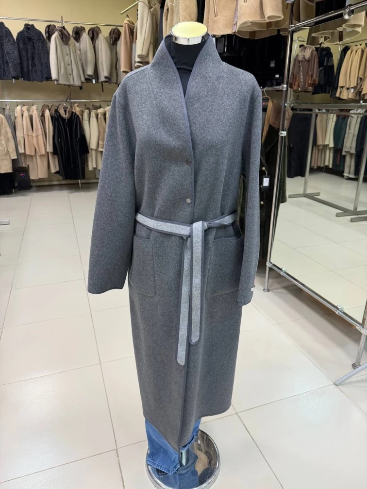 Пальто кашемировое женское темно-серое 1130-125, размер 44, артикул 92460-0