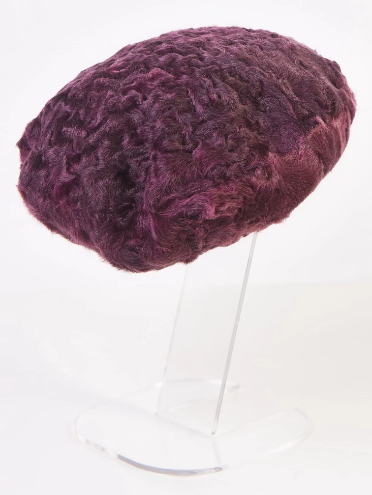 Меховой головной (берет) убор из меха каракуля женский М-277, фиолетовый, размер 58, артикул 51340-1