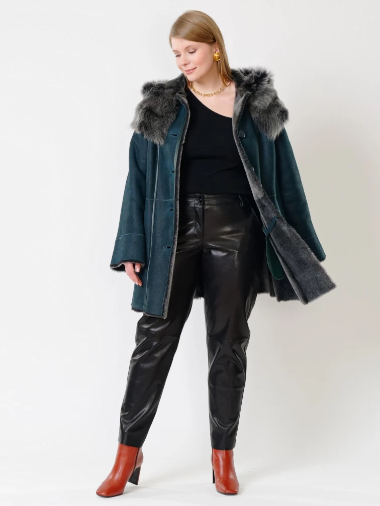 Зимний комплект женский: Дубленка 270 + Брюки 03, синий/черный, р. 46, арт. 111240-0