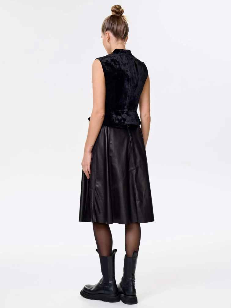 Черная кожаная юбка 01рс, размер 44, артикул 85462-7