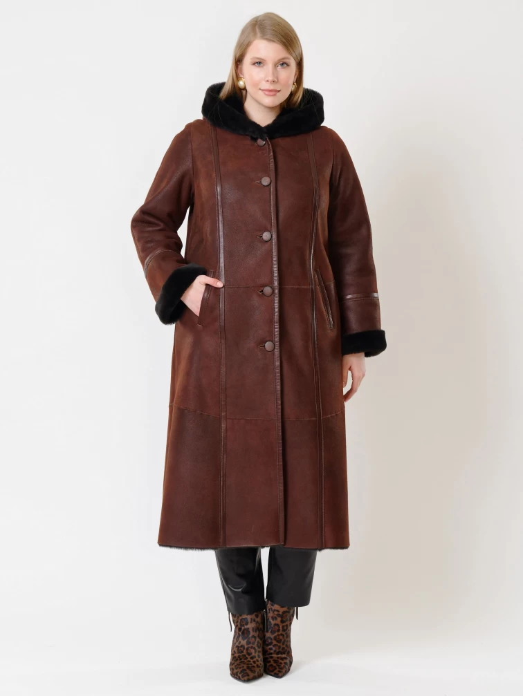 Зимний комплект женский: Дубленка 285 + Брюки 03, виски/черный, р. 48, арт. 111221-0