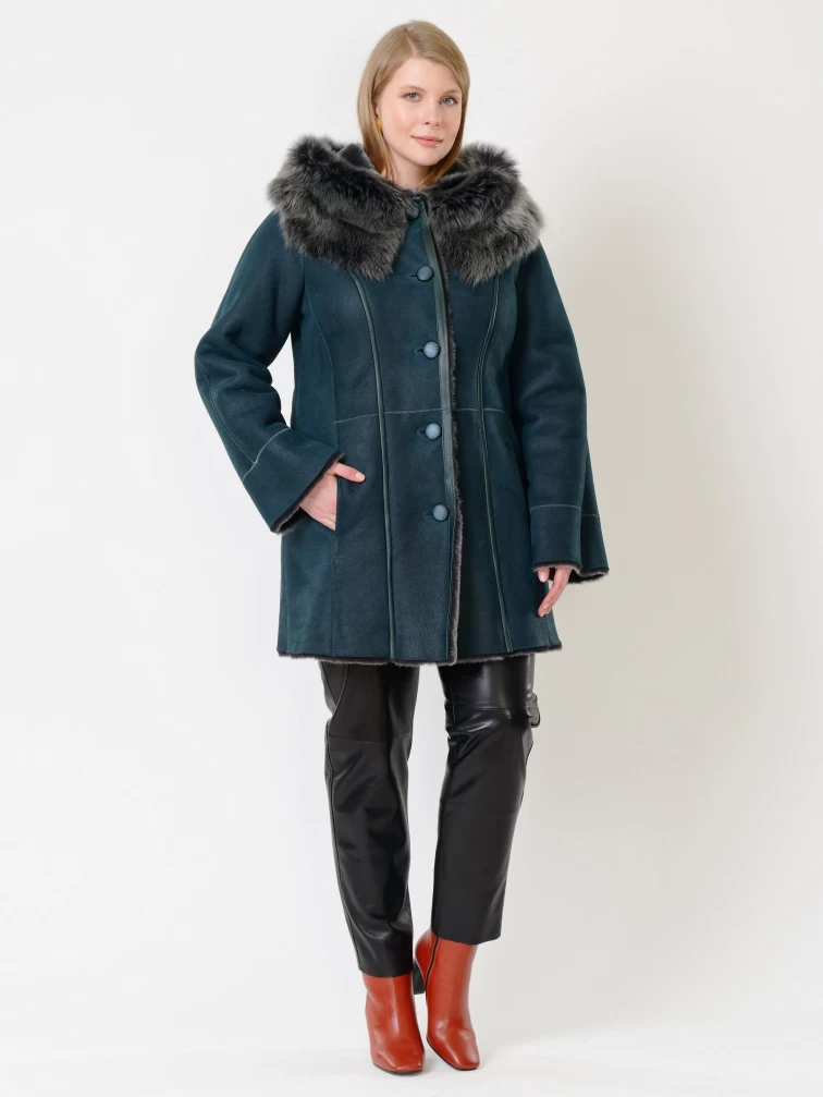 Зимний комплект женский: Дубленка 270 + Брюки 03, синий/черный, р. 46, арт. 111240-1