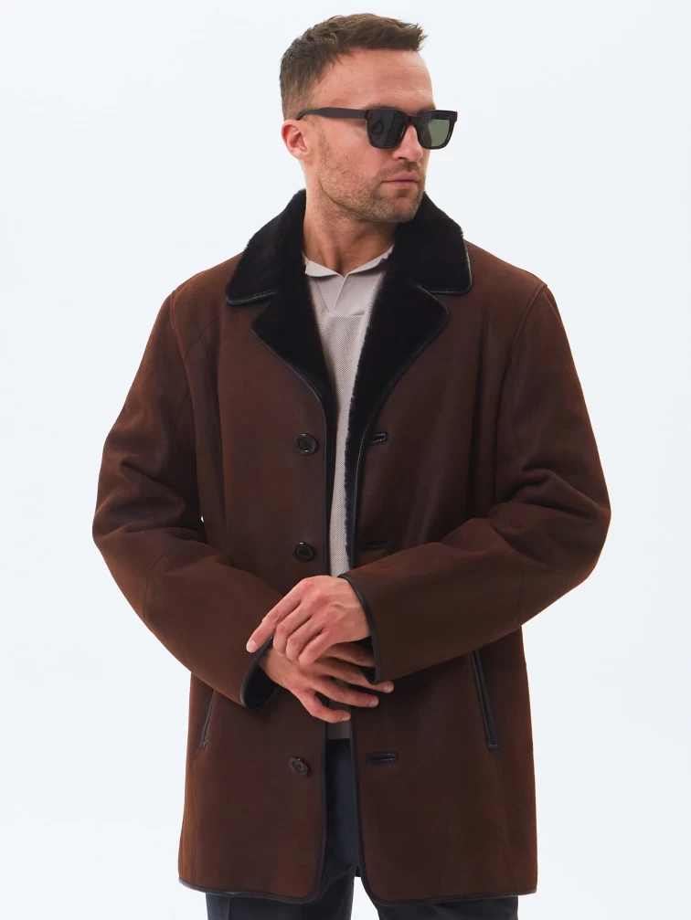 Классическая мужская дубленка 135, виски, размер 48, артикул 70720-2