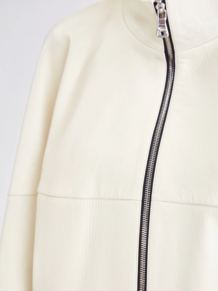 Кожаная женская куртка оверсайз премиум класса 3038, белая, размер 50, артикул 23151-2