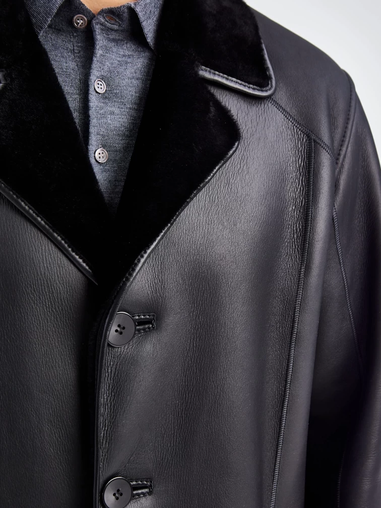 Классическая мужская дубленка премиум класса 135(пр), черная, размер 56, артикул 71400-2