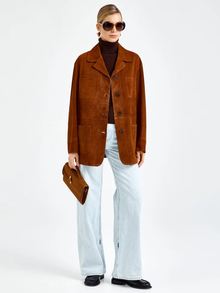 Женская замшевая куртка 3092з, виски, размер 46, артикул 92330-0