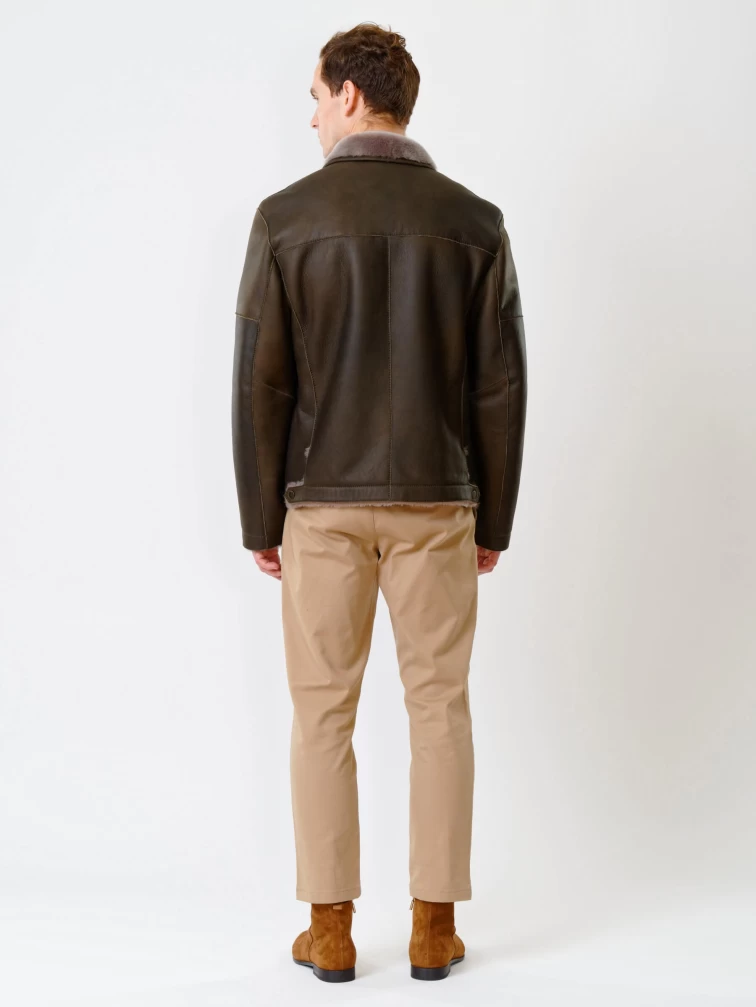 Короткая мужская дубленка 140, оливковая, размер 44, артикул 70230-4