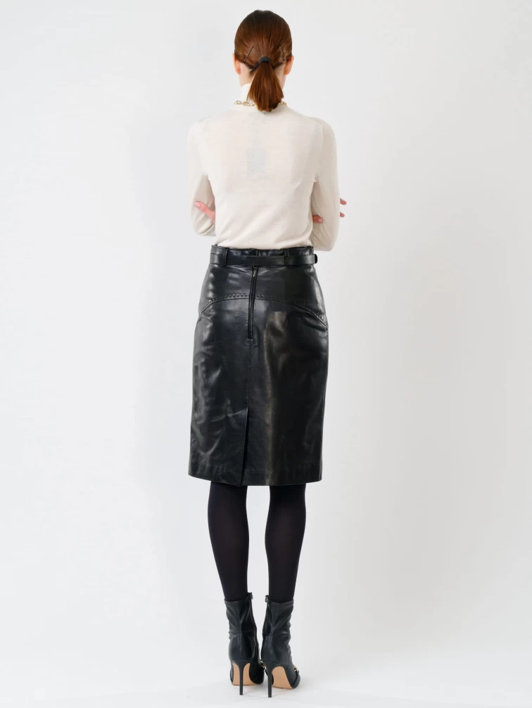 Черная кожаная юбка карандаш 02рс, размер 52, артикул 85481-5