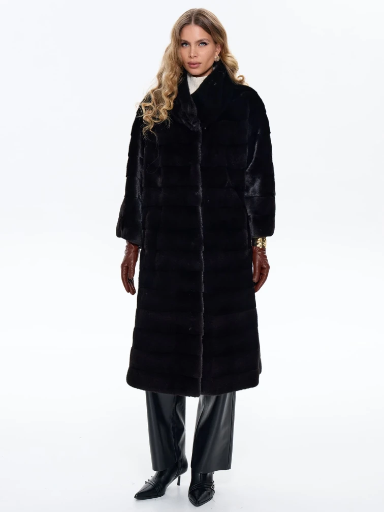 Женская шуба из меха норки BRASCHI RDL 026, черная, размер 44, артикул 34450-7