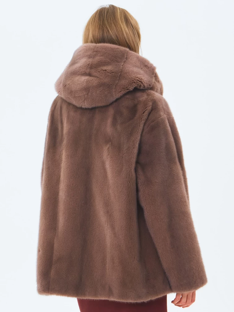 Женская норковая шуба с капюшоном премиум класса Жанет(к), бежевая, размер 58, артикул 34220-5