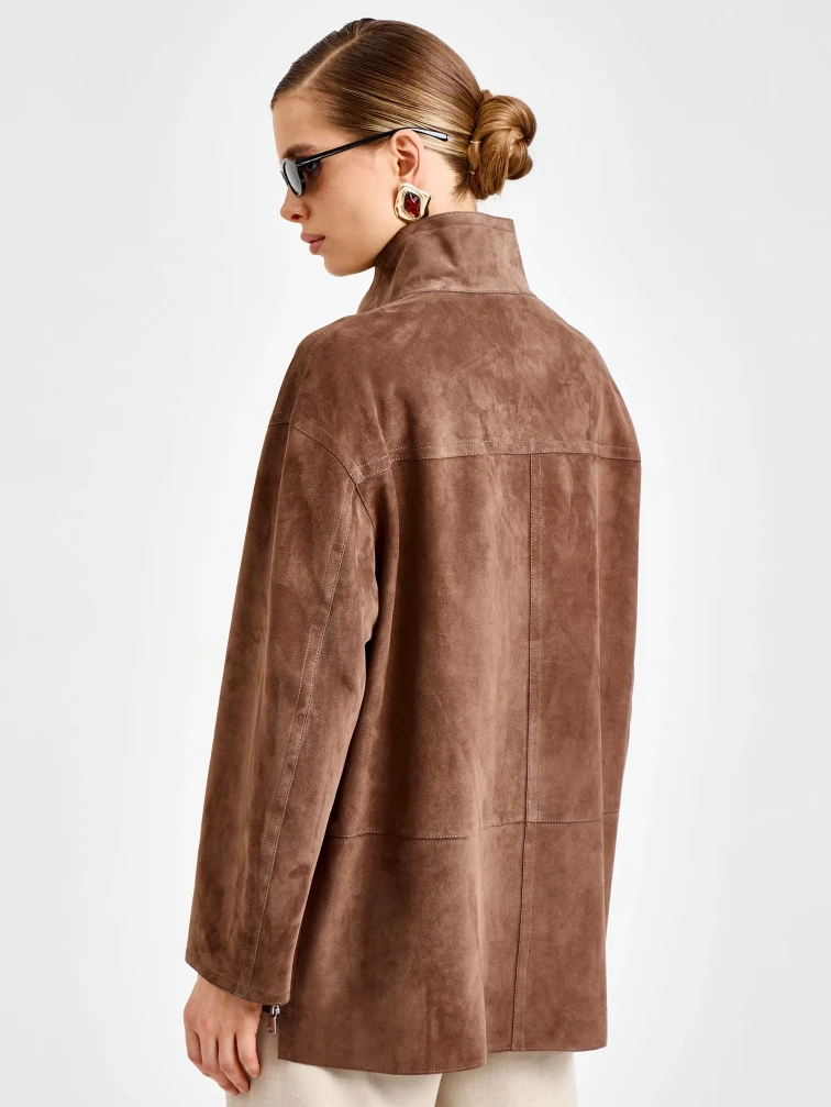 Замшевая женская куртка премиум класса 3090з, светло-коричневая, размер 42, артикул 92360-5