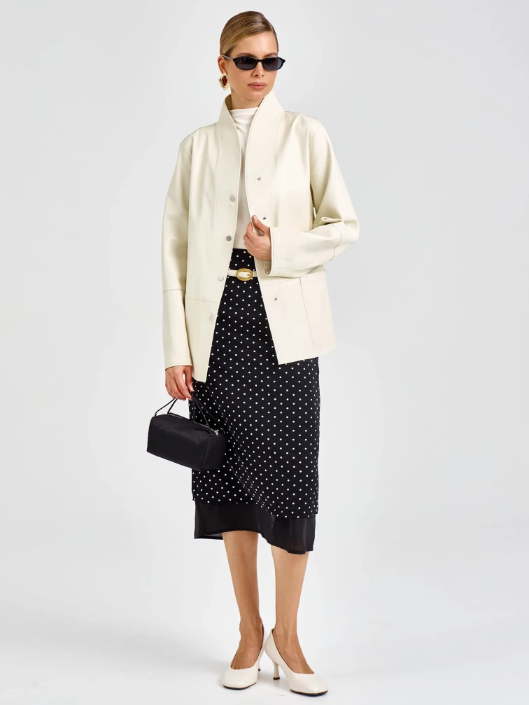 Женская белая кожаная куртка премиум класса 3105, размер 46, артикул 92150-0