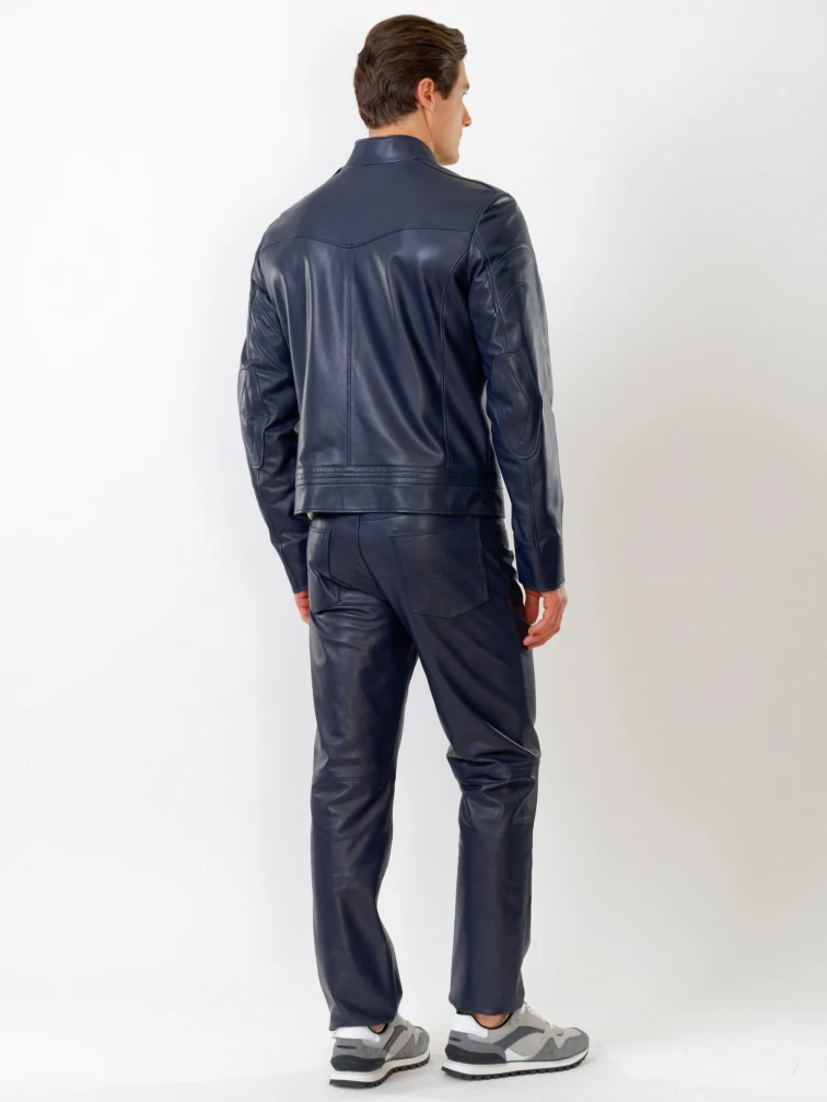 Кожаный комплект мужской: Куртка 506о + Брюки 01, синий, р. 48, артикул 140040-2