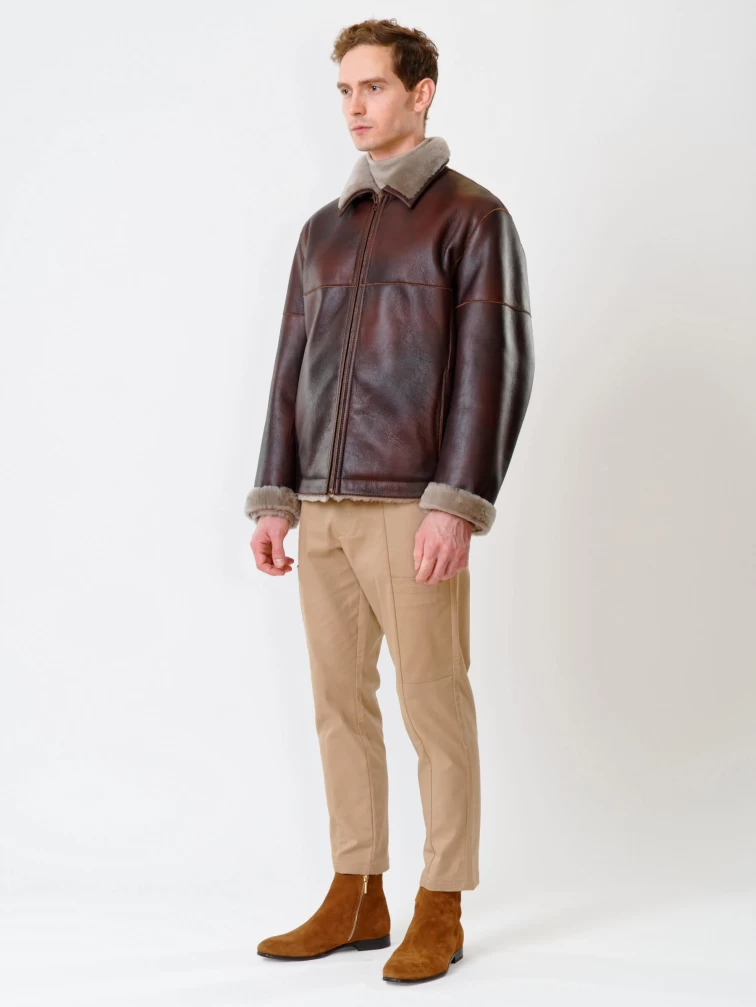 Короткая мужская дубленка 140, виски, размер 48, артикул 70250-3