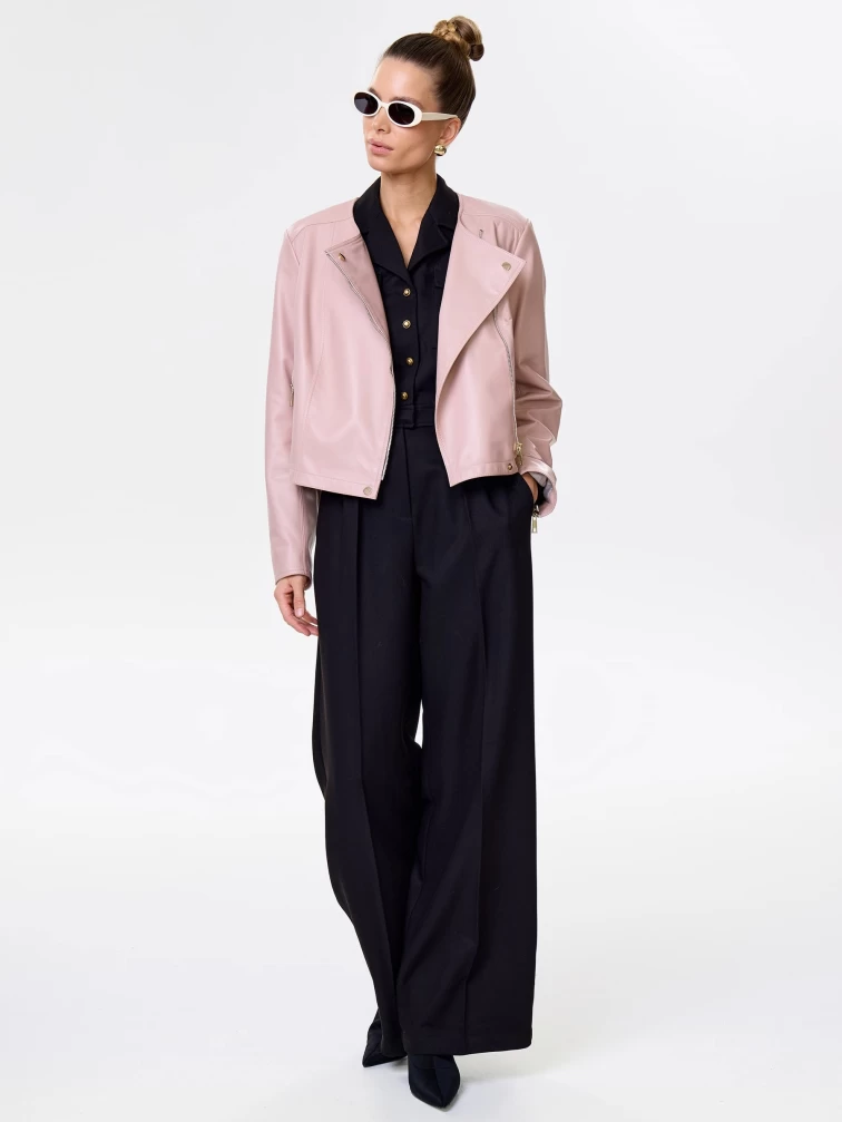 Пудровая кожаная женская косуха 389, размер 42, артикул 90451-1