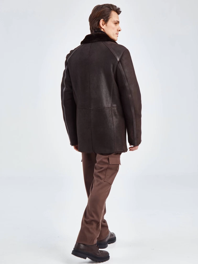 Дубленка двубортная классическая мужская 422, коричневая, размер 58, артикул 70500-4