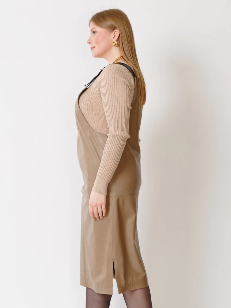 Кожаный сарафан 01, серо-коричневый, размер 44, артикул 85372-3