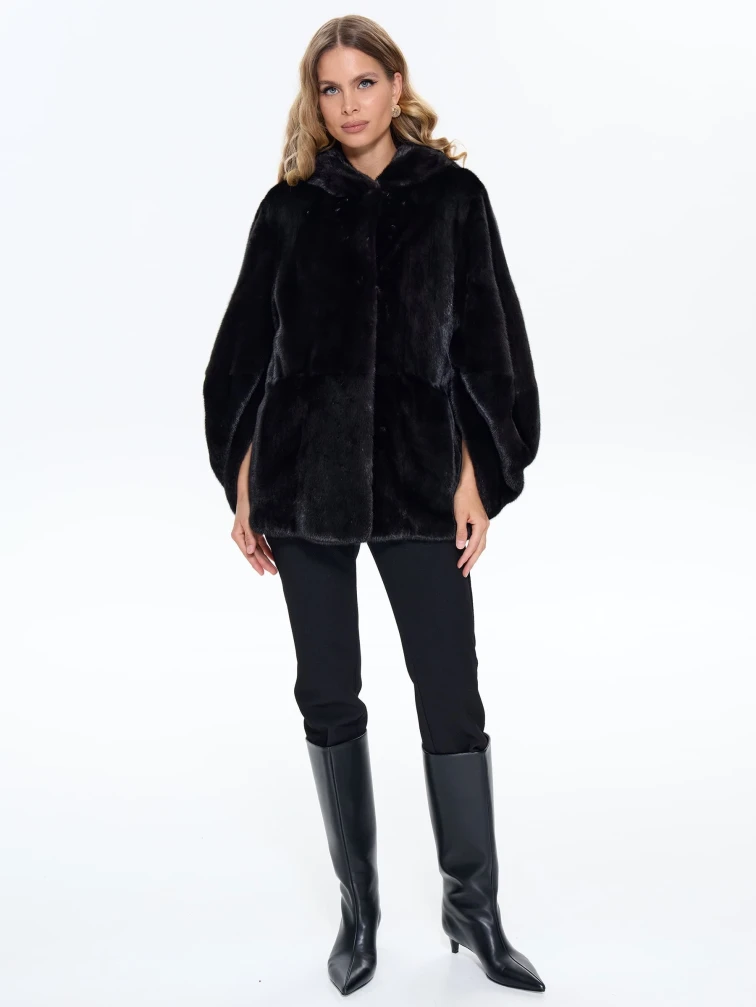 Черная женская норковая шуба BRASCHI 6883.H1, размер 40, артикул 34420-6