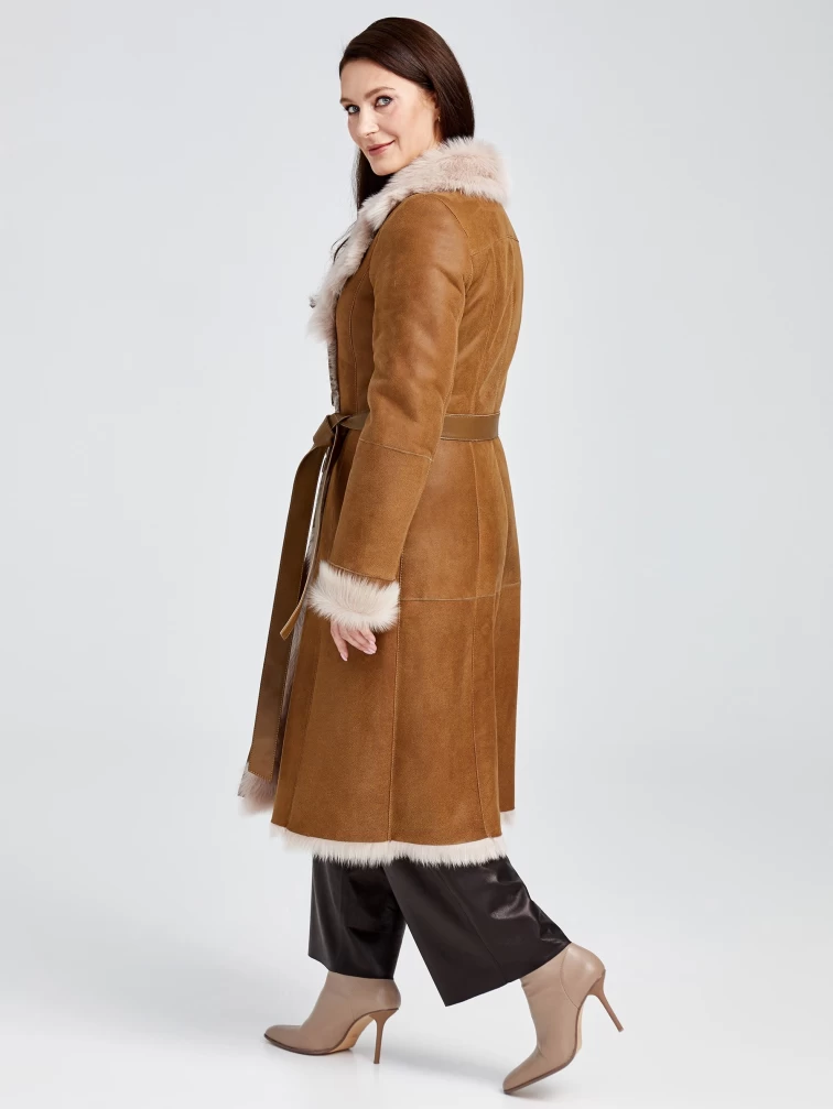 Зимний комплект женский: Дубленка 127н + Брюки 05, бежевый/черный, р. 46, арт. 111347-5