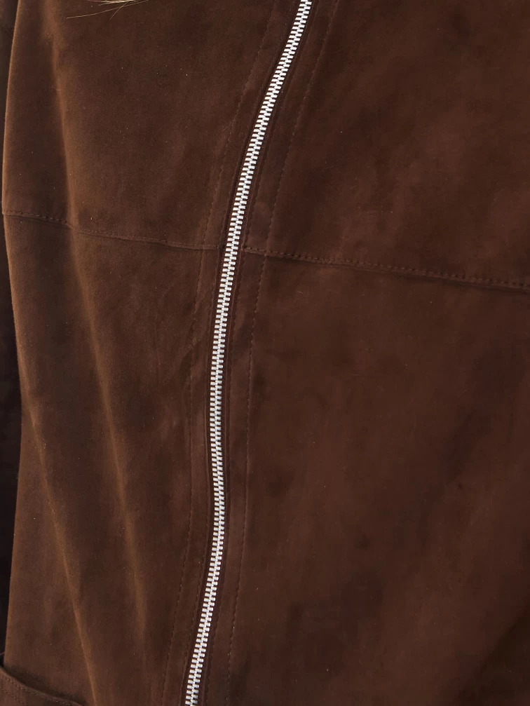 Женская замшевая куртка премиум класса 3089з, коричневая, размер 48, артикул 24430-3