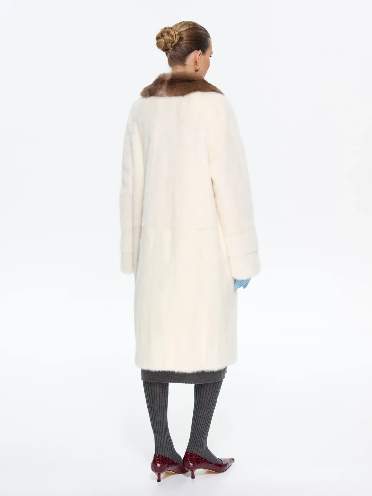 Длинная женская шуба из меха норки Лола, белая, размер 48, артикул 65620-4