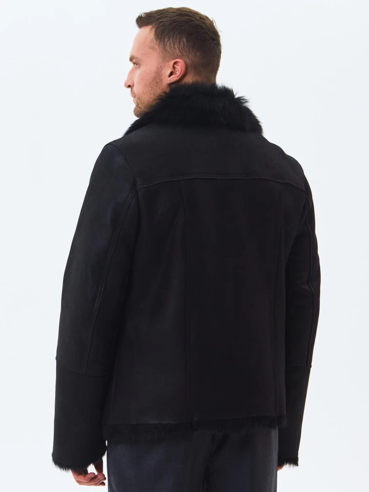 Короткая мужская дубленка из тосканы премиум класса Мишель, черная, размер 52, артикул 70370-5