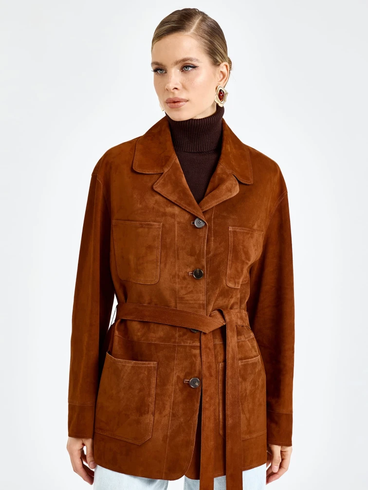 Женская замшевая куртка 3092з, виски, размер 46, артикул 92330-1